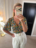 ASOS Multicoloured Floral Tie Back Blouse 10