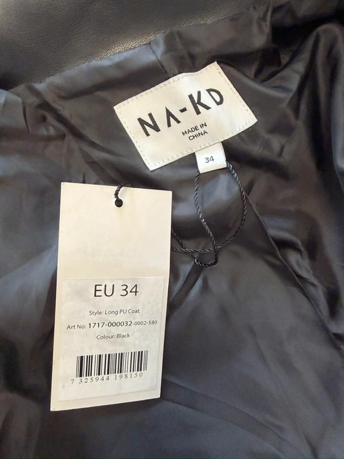 NA-KD Black PU Oversized Trench Coat 6-10