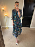 Next Navy Floral Tiered Frill Midi Dress 12