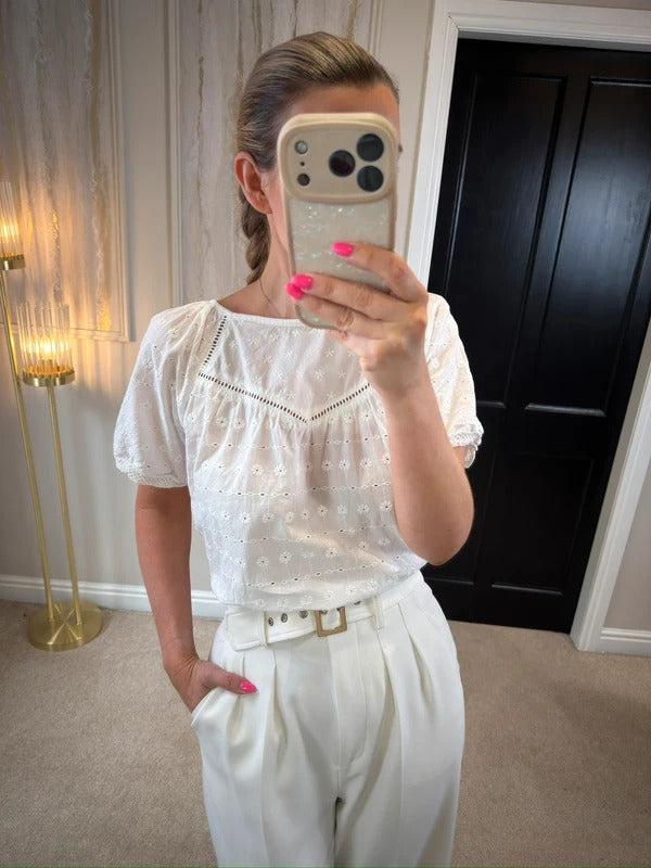 Next White Broderie Anglaise Puff Sleeve Top 12
