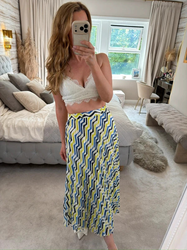 M&S Multicoloured Pleated Midi Skirt 8
