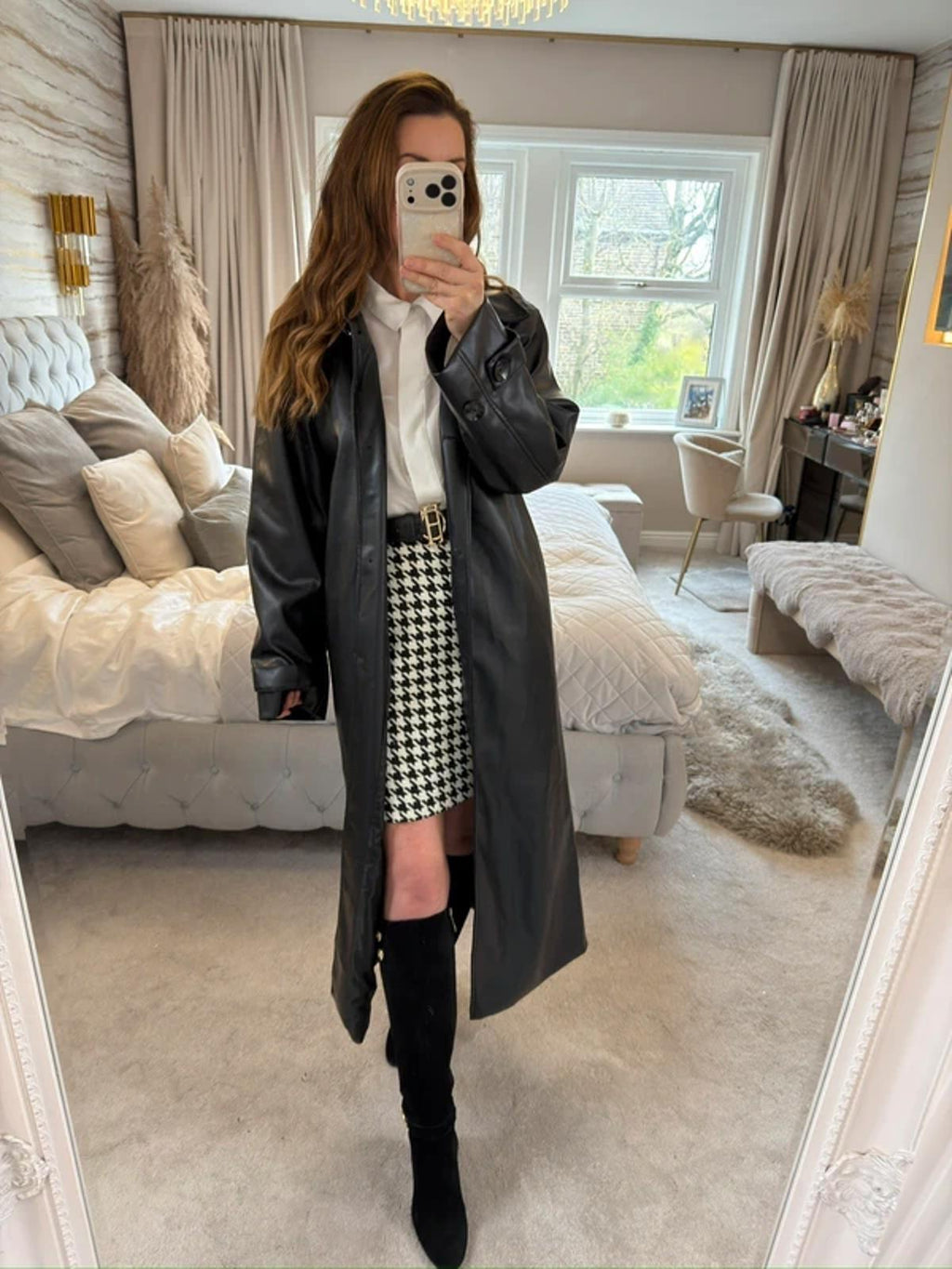 NA-KD Black PU Oversized Trench Coat 6-10