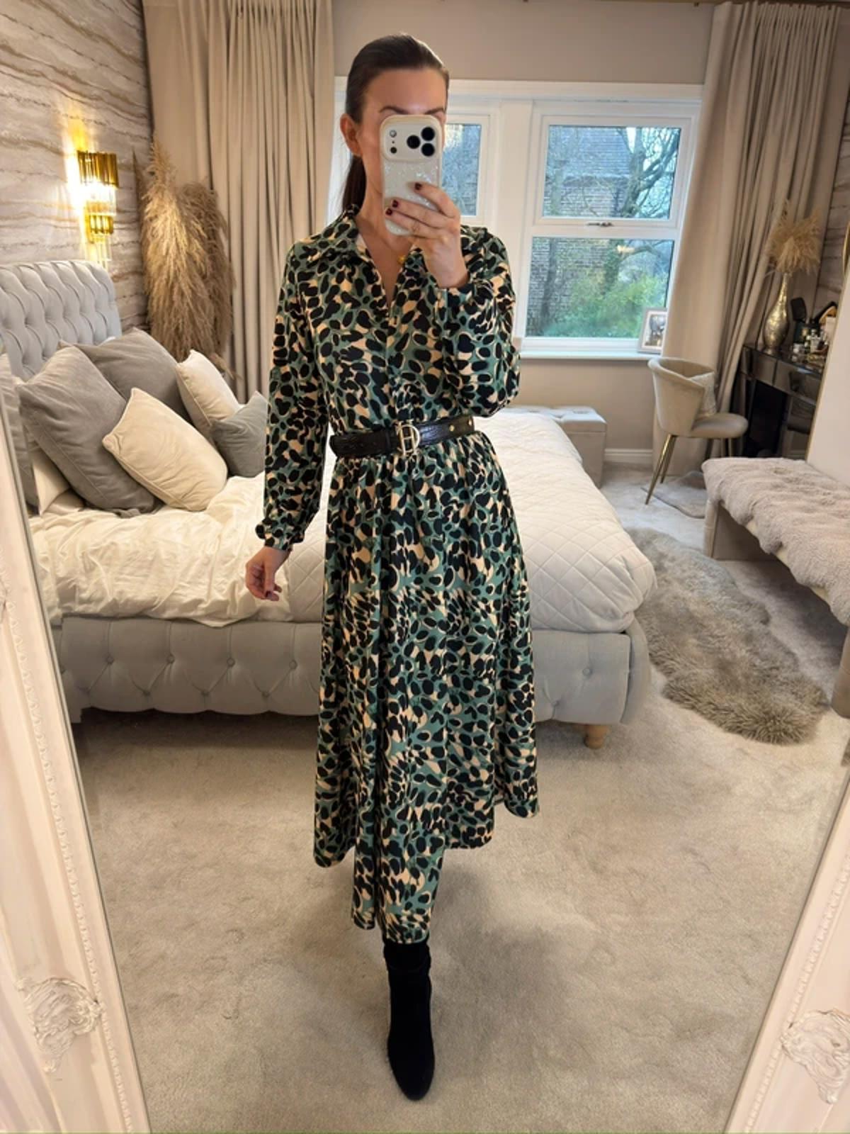 Green Belted Midi Dress 8