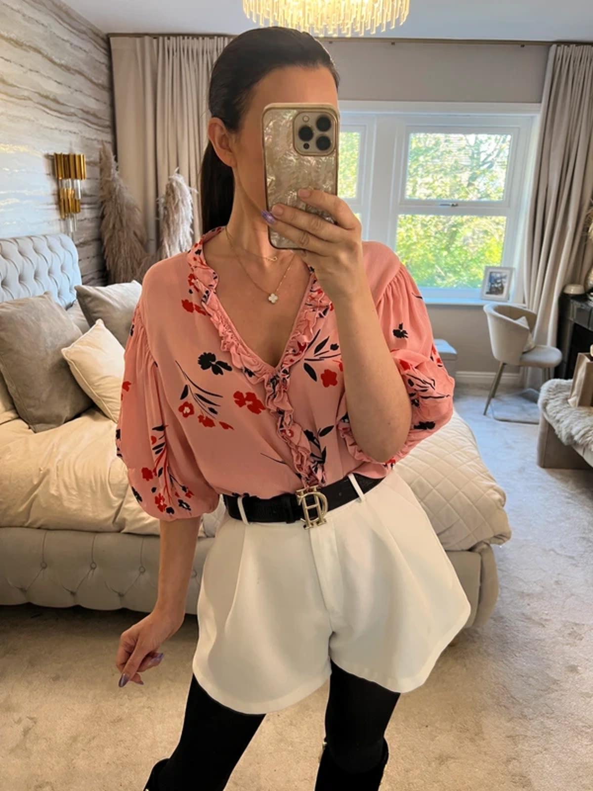 River Island Pink Floral Blouse 16
