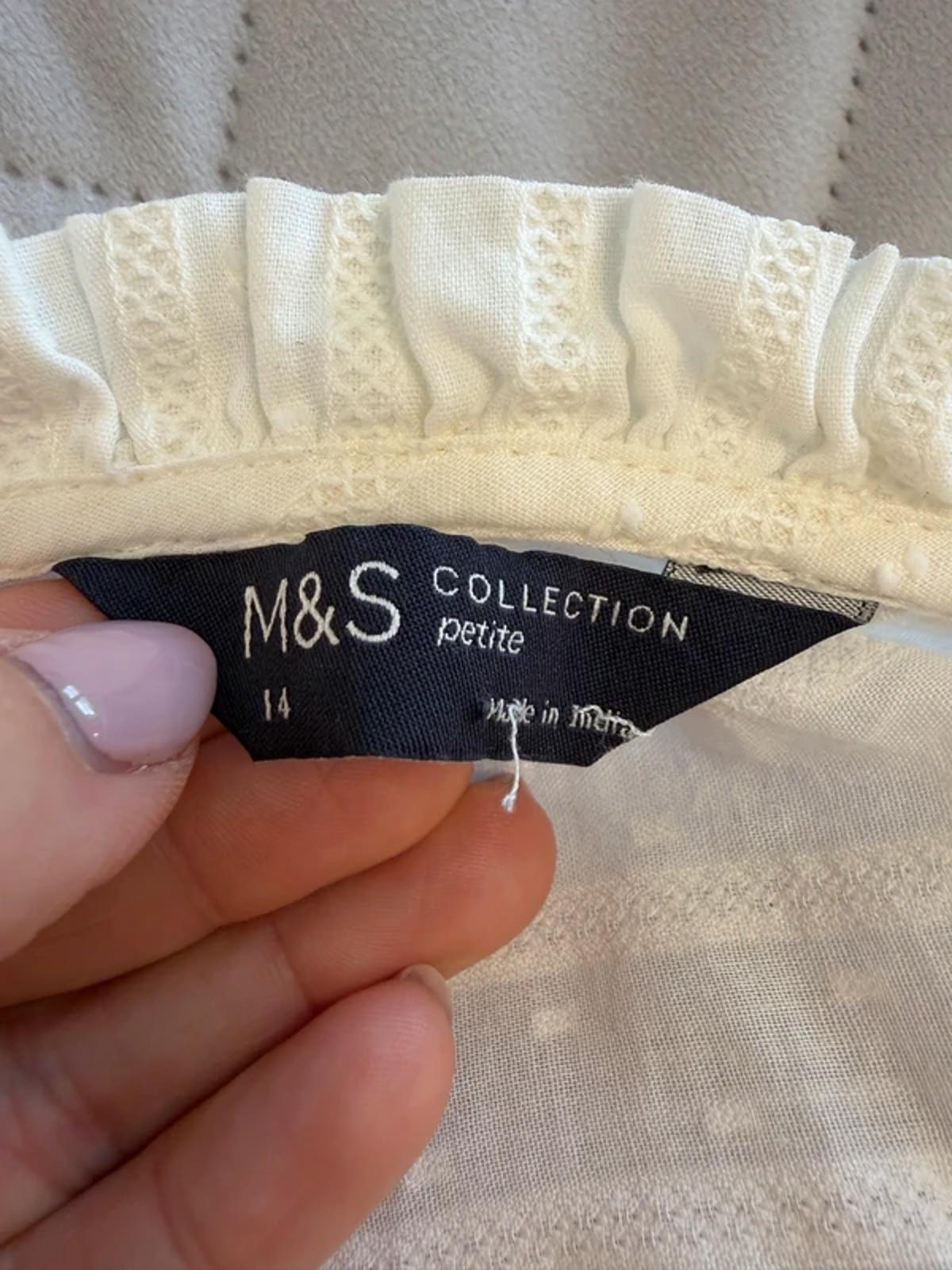 M&S Cream Boho Frill Blouse Petite 14