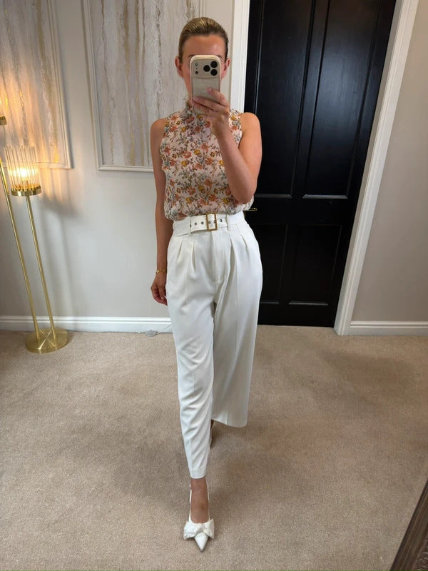 New Look Sheer Floral Frill Blouse 8