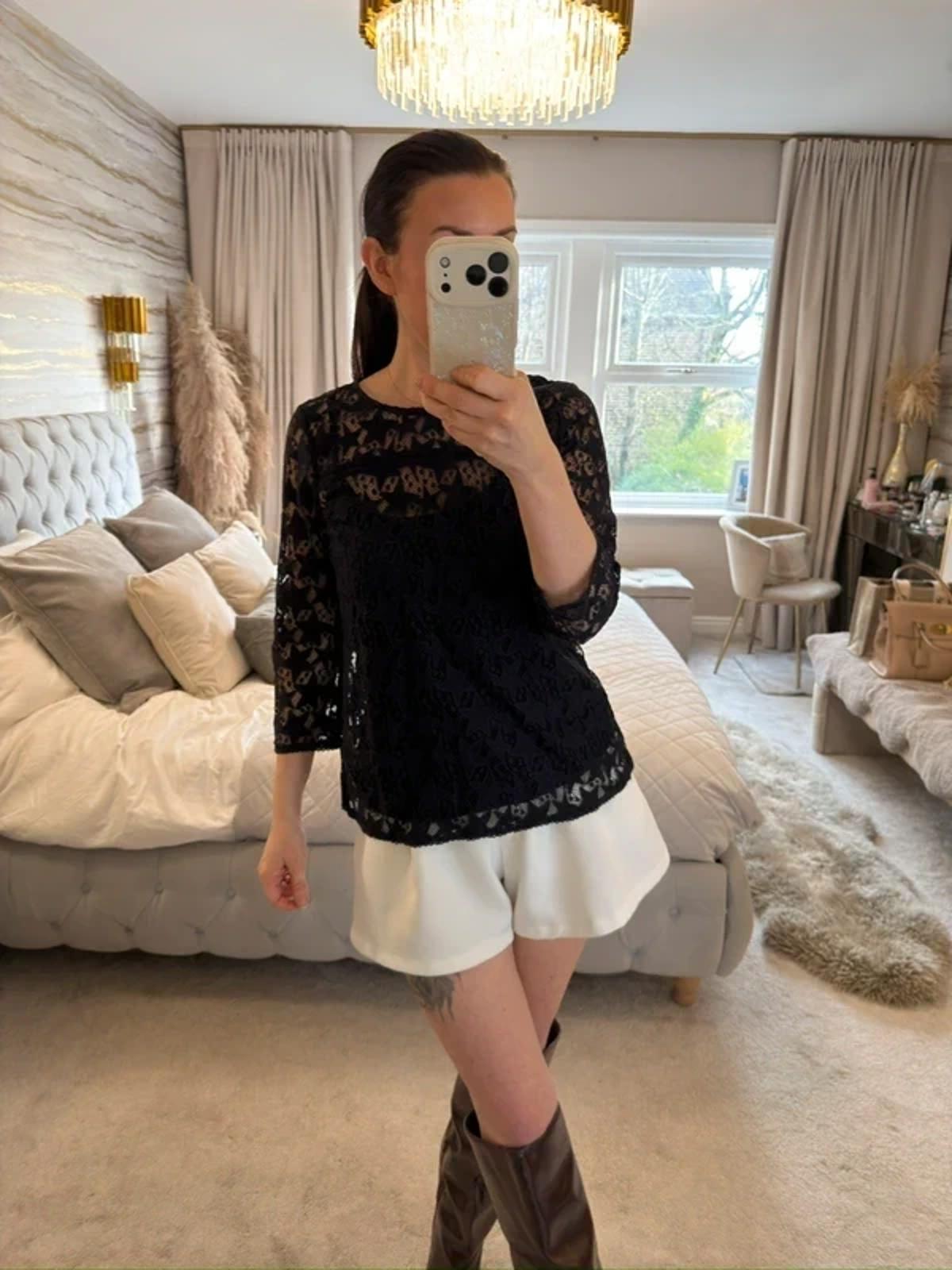 BNWT FatFace Navy Lace Star Blouse 10