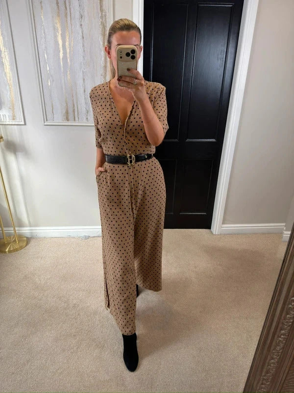 Jigsaw Beige & Black Polka Dot Jumpsuit 12