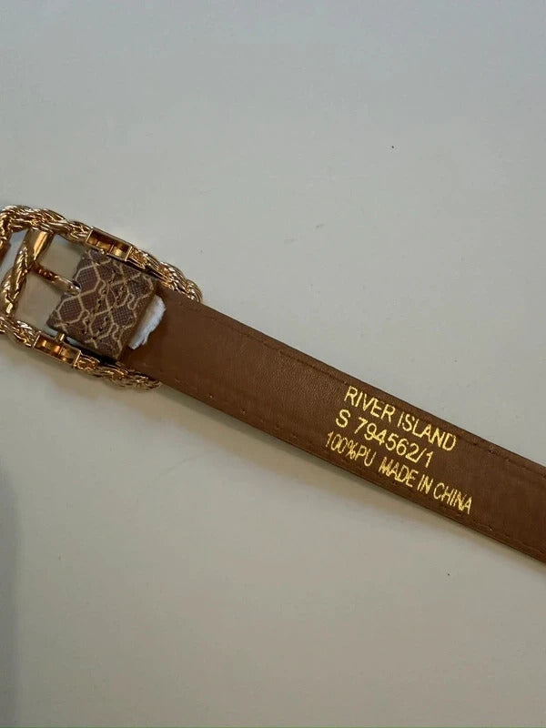 River Island Brown & Gold Belt Small