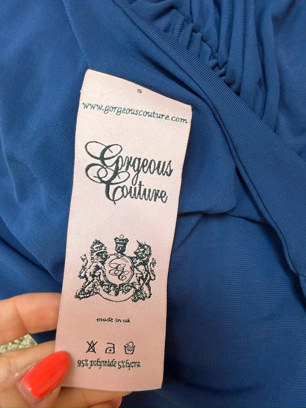 Gorgeous Couture Navy Plunge Dress Small