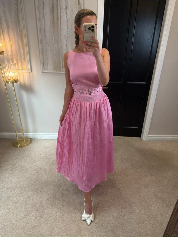 BNWT Marks & Spencer’s Pink Midaxi Belted Dress 8