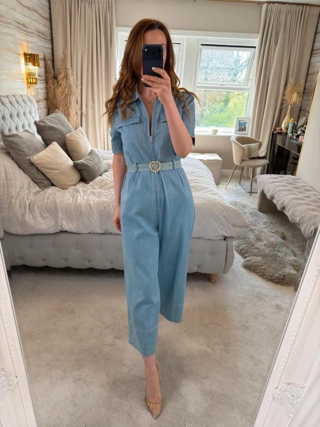 Sister Jane Light Blue Denim Jumpsuit Small