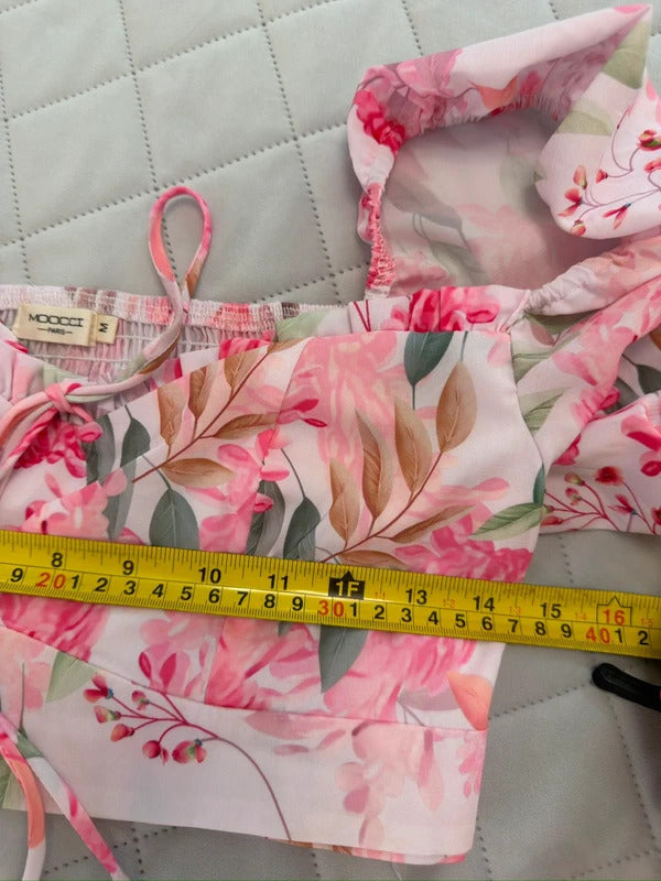 Moocci Pink & White Floral Tiered Skirt Co Ord