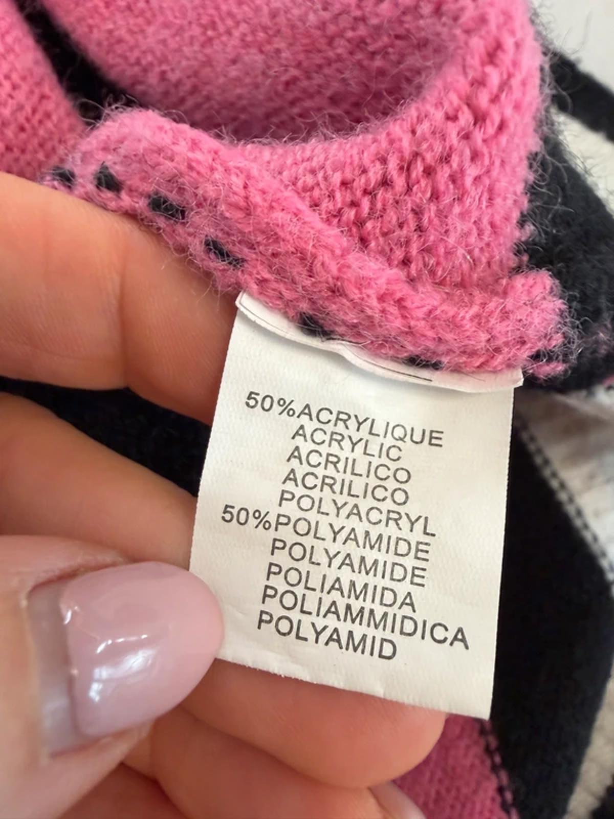 Moocci Paris Pink & Black Stripe Roll Neck Jumper One Size