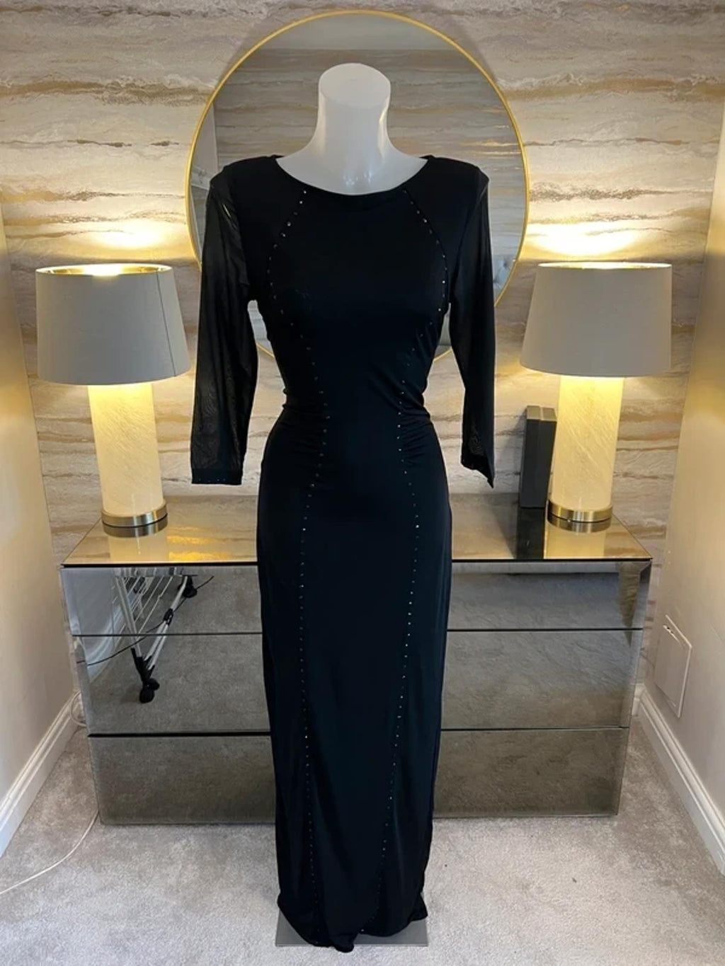 Mint Velvet Black Sparkly Sequin Gown 10