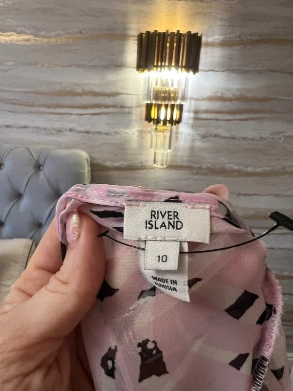 River Island Light Pink Frill Sheer Blouse 10