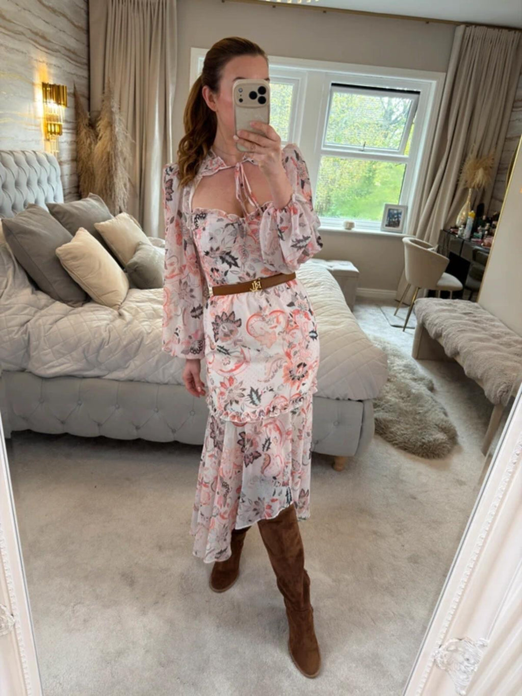 River Island Boho Tie Front Dip Hem Dress 8