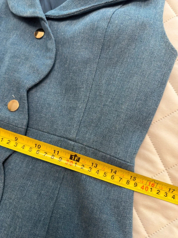 BNWT Vita Grace Sharna Scallop Hem Denim Mini Dress Size Medium