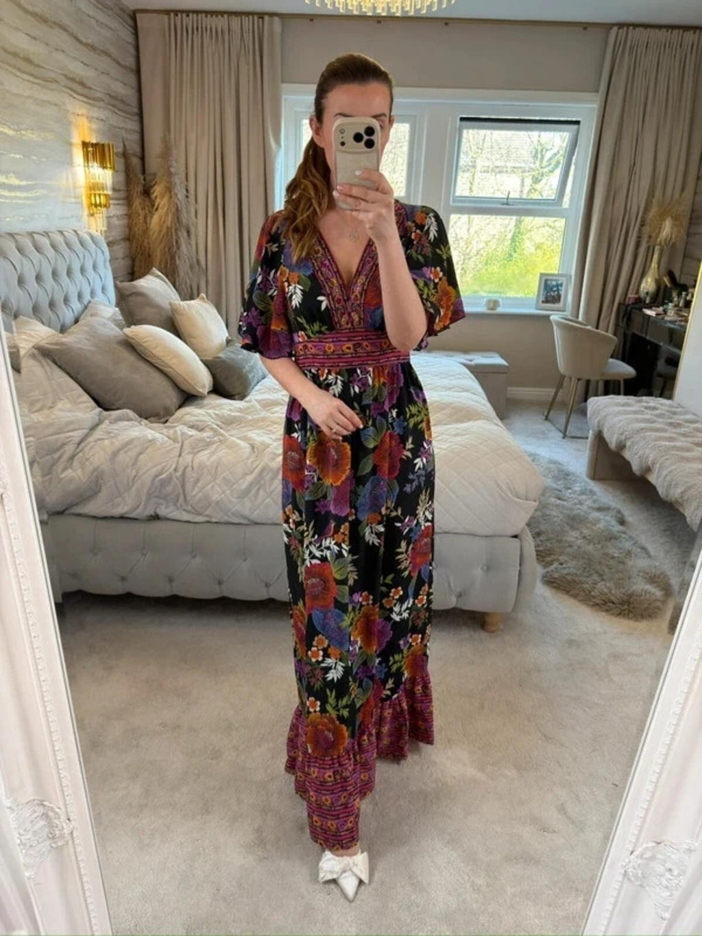 Papaya Multicoloured Embellished Maxi Dress 10