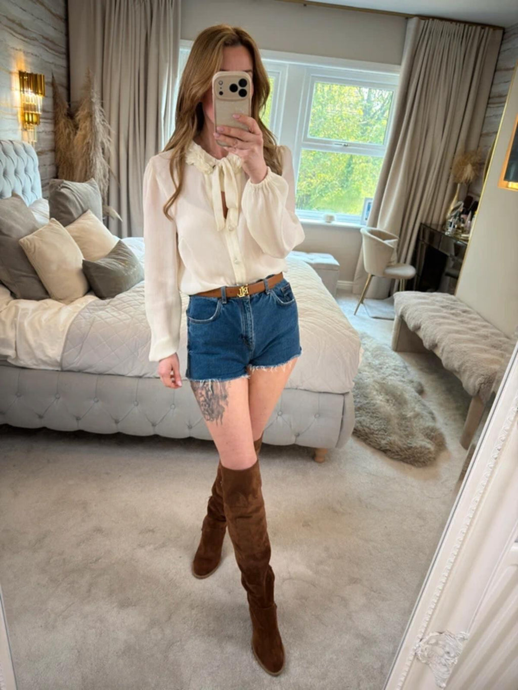 BNWT River Island Cream 3D Floral Pussybow Blouse 8