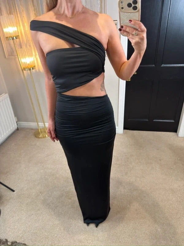 Oh Polly Black Maxi Cut Out Split Maxi Dress 10