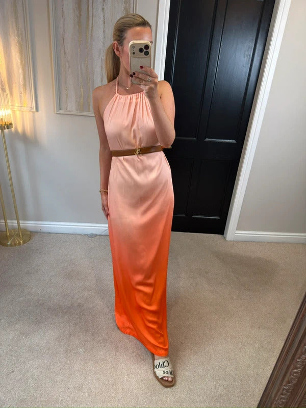 BNWT Next Orange / Pink Ombré Plait Maxi Dress 10