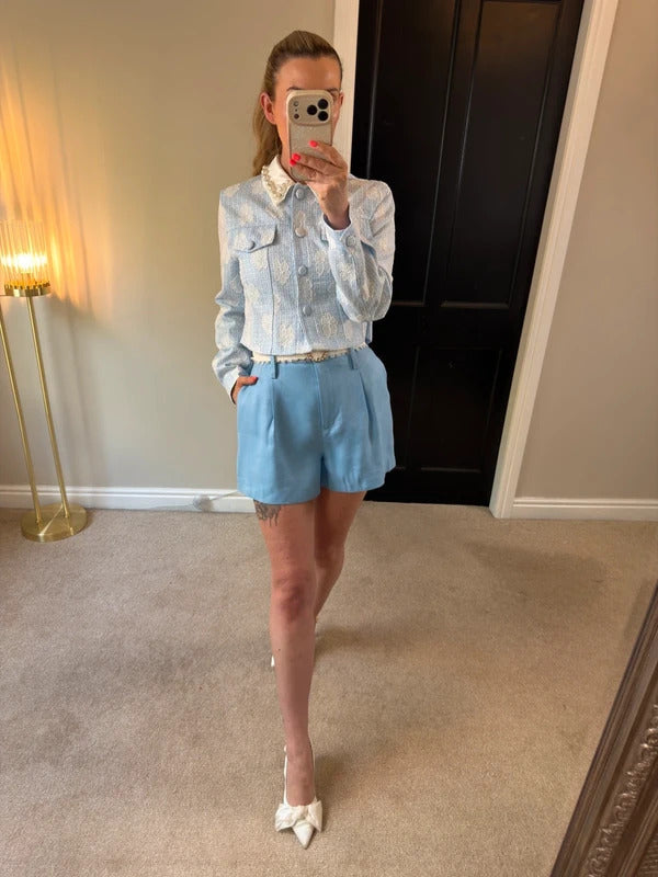 BNWT Reiss Blue Pleated Shorts 10