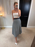 Mango Black & White Check Pleated Midi Skirt 12