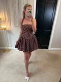 Runaway The Label Brown Polka Dot Mini Dress Large