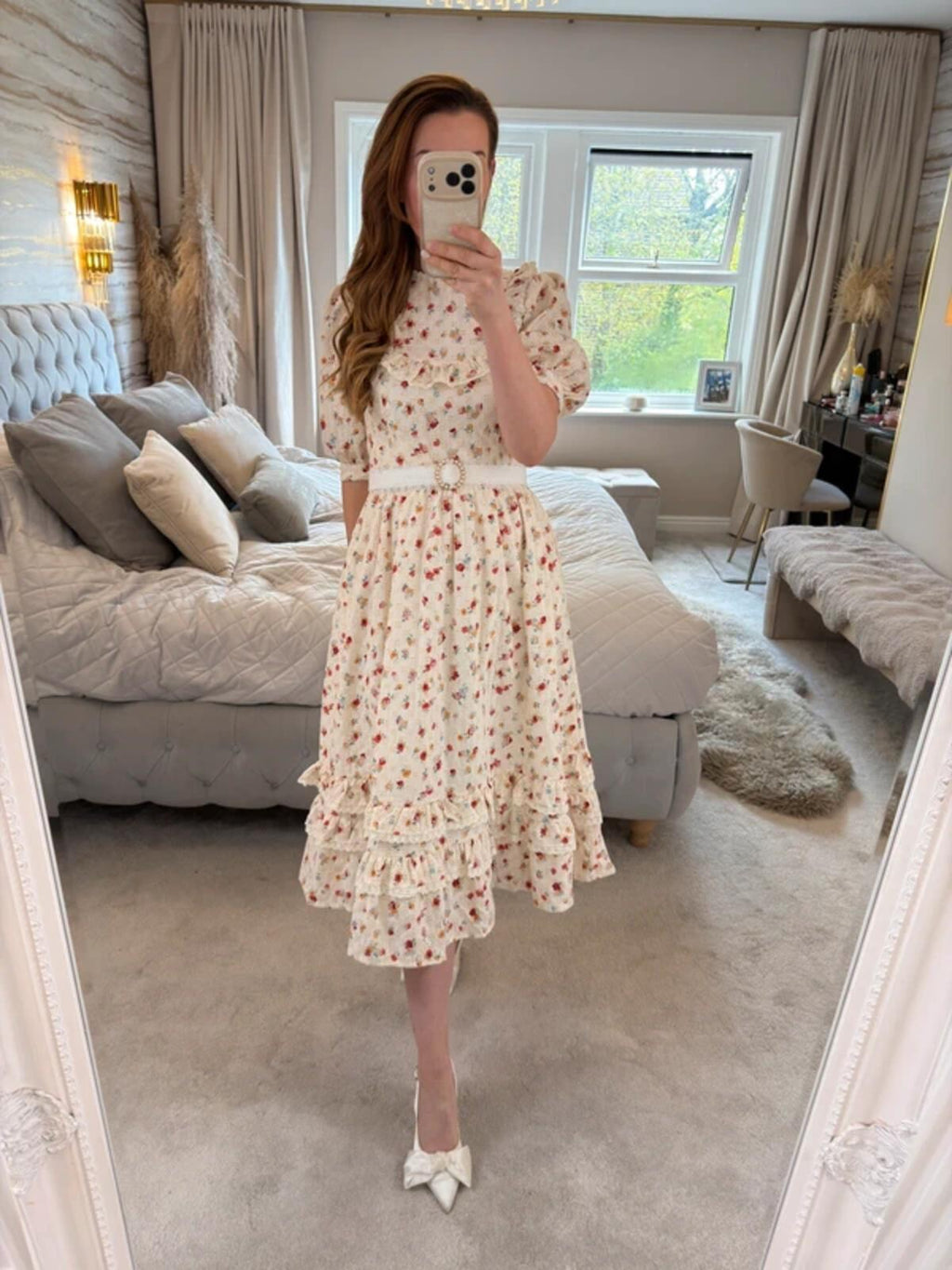 BNWT Anne Louise Boutique Floral Frill Midi Dress 8