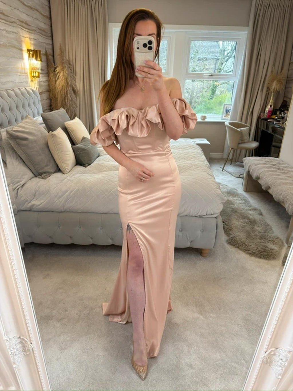 Club L London Pink / Nude Long Dress 6