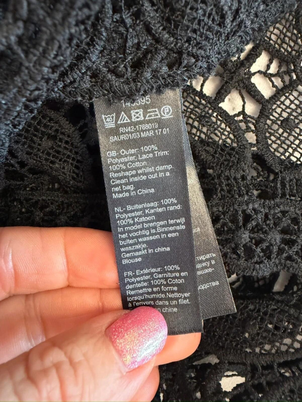 Monsoon Black Sheer Lace Boho Frill Blouse 10
