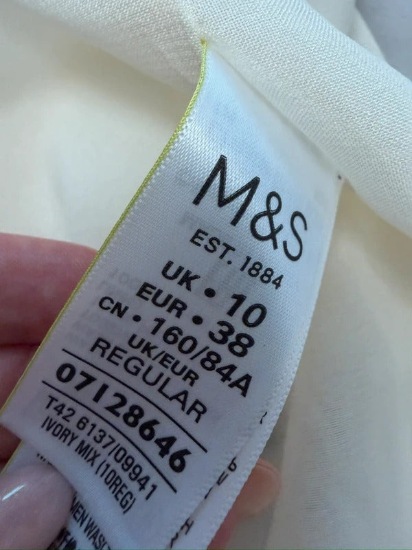 M&S White Floral & Bird Layered Midi Slip Dress 10