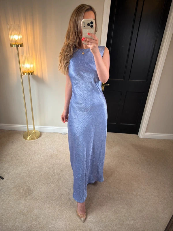 Vintage Monsoon Lilac /Blue  Textured Dress Large