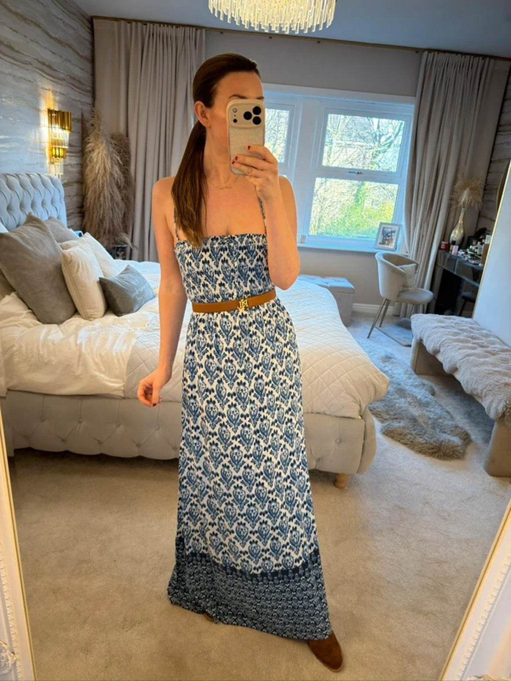 M&S Blue & White Maxi Dress 10