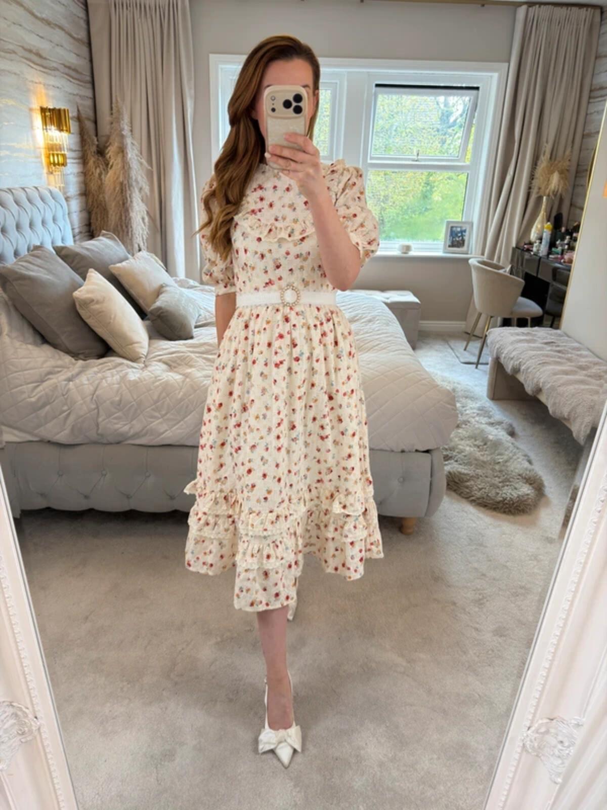 BNWT Anne Louise Boutique Floral Frill Midi Dress 8