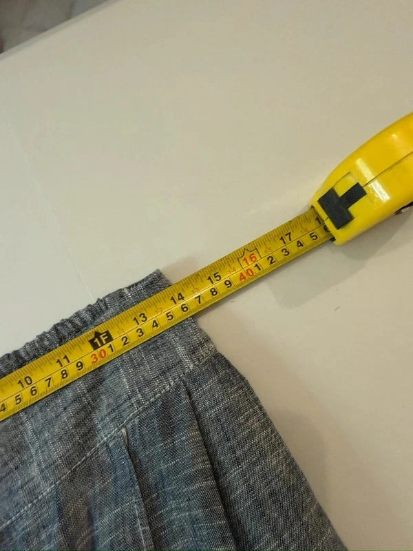 BNWT Zara Blue Linen Blend Wide Leg Trousers Size Medium