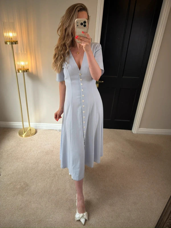 Vintage Etam Powder Blue Midi Dress 10