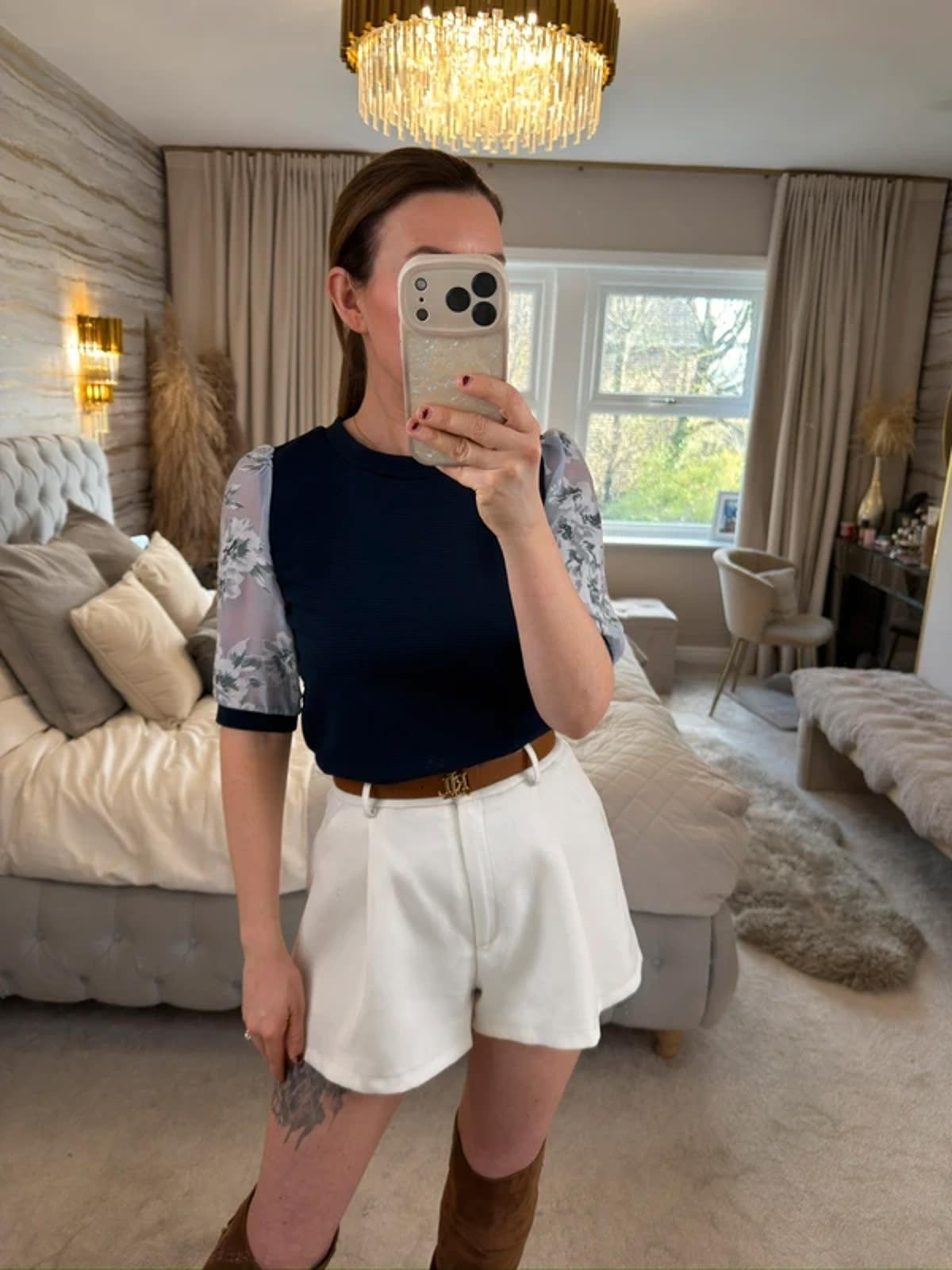 Double 11 Navy Floral Top Small
