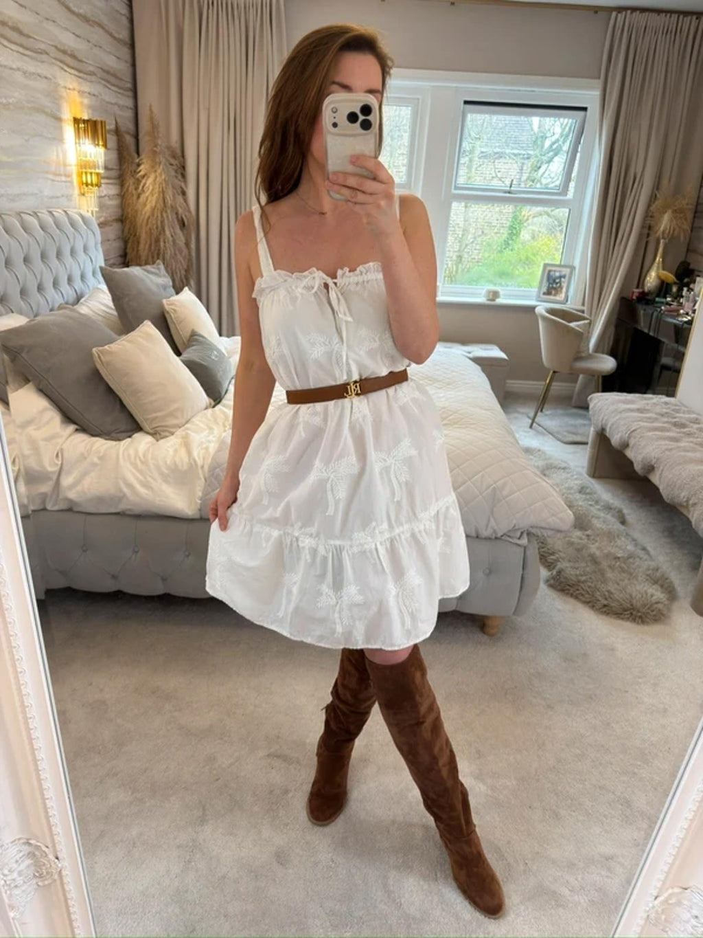 Next White Embroidered Boho Swing Dress 12