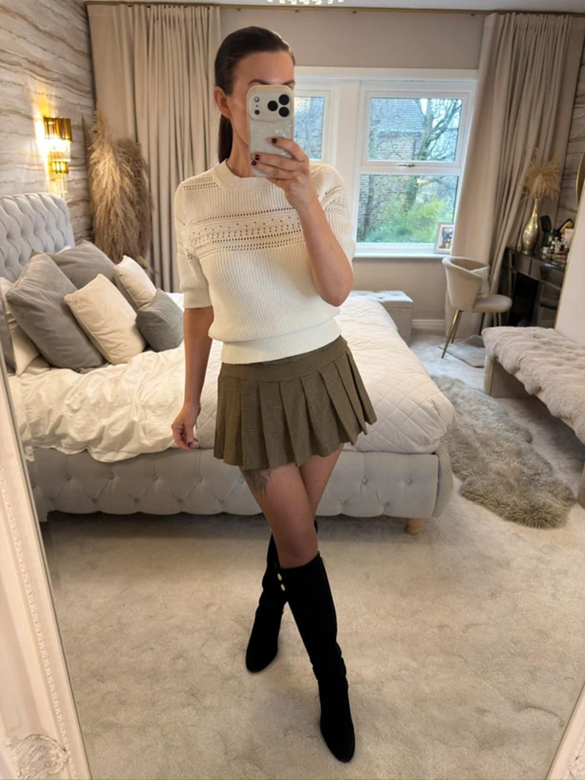 M&S White Knitted Short Sleeve Jumper 12