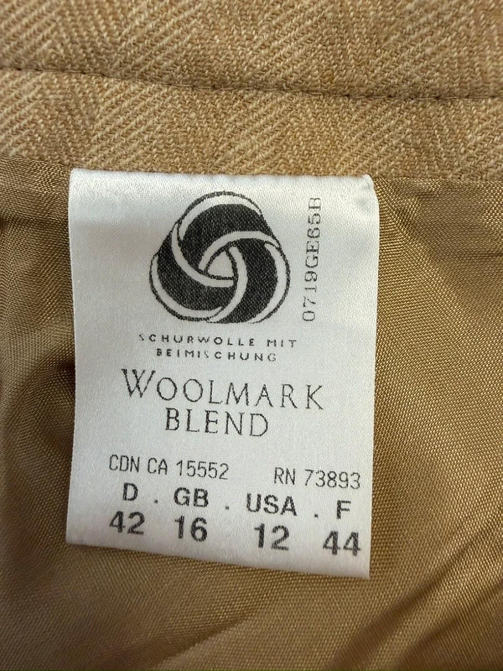 Vintage Hauber Beige Wool Blend Midi Skirt 14/16