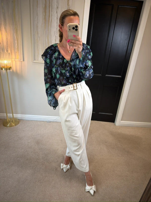 BNWT Warehouse Black Floral Boho Blouse 12
