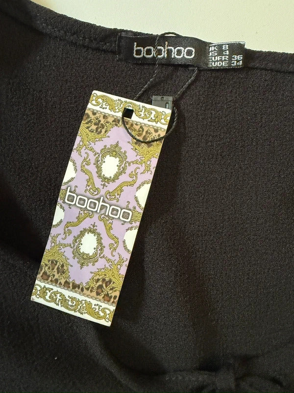 BNWT Boohoo Black Tie Front Boho Top 8