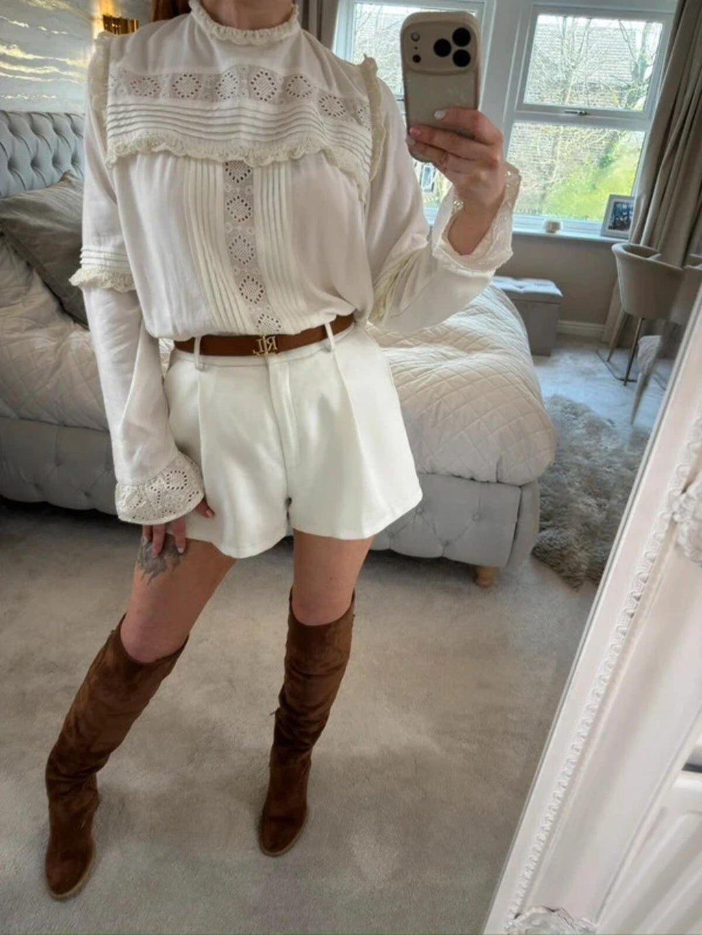 Vintage Cream Boho Lace Blouse 16