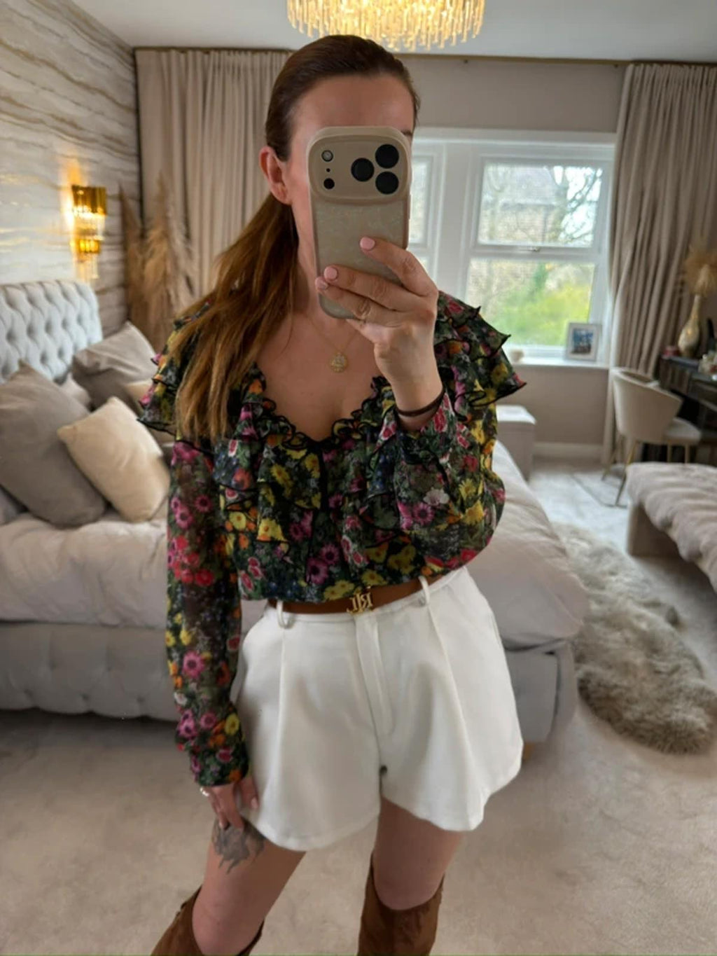 Ted Baker Multicoloured Floral Frill Blouse 10