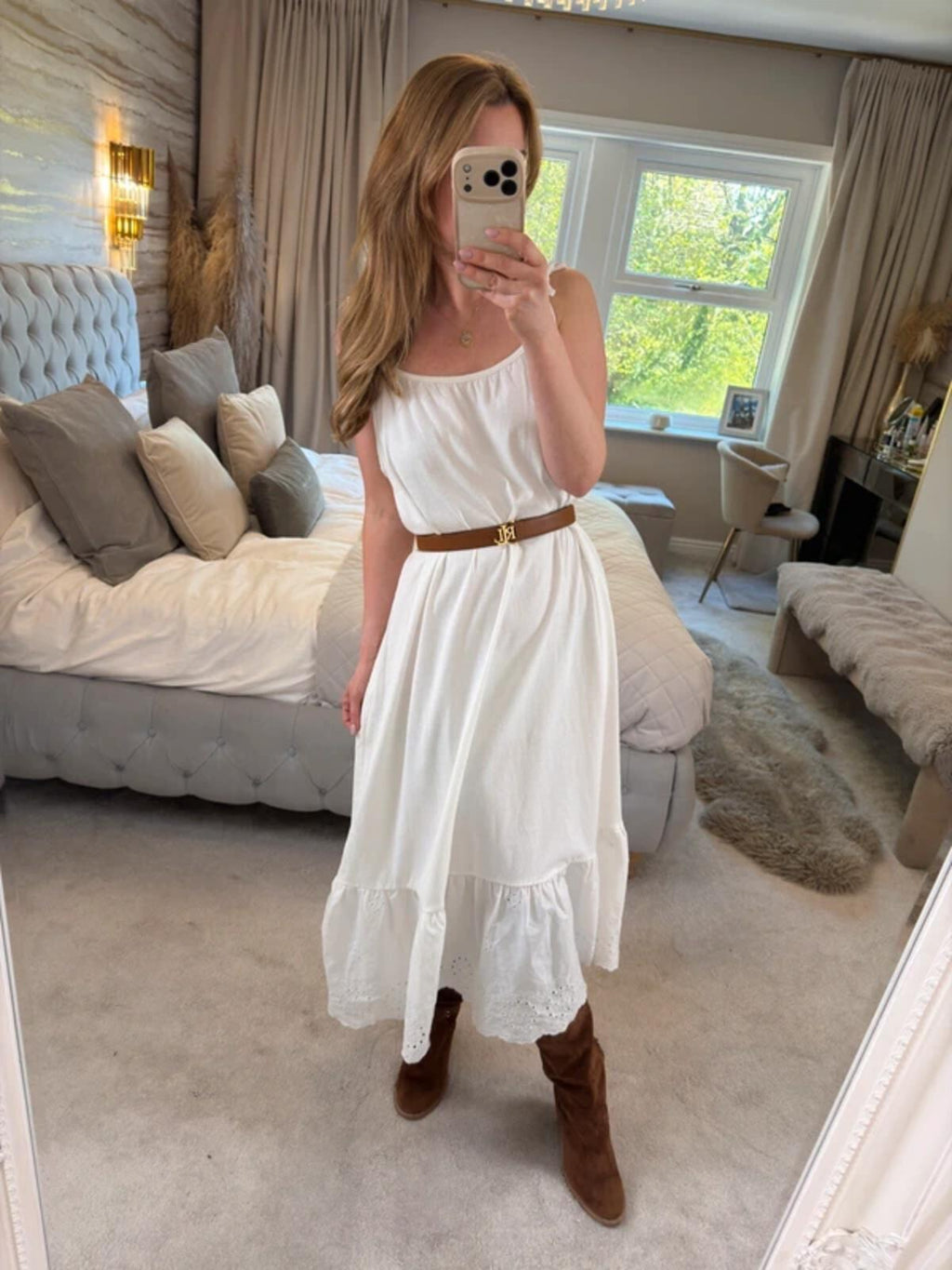 BNWT Next White 100% Cotton Broderie Anglaise Midi Dress 12