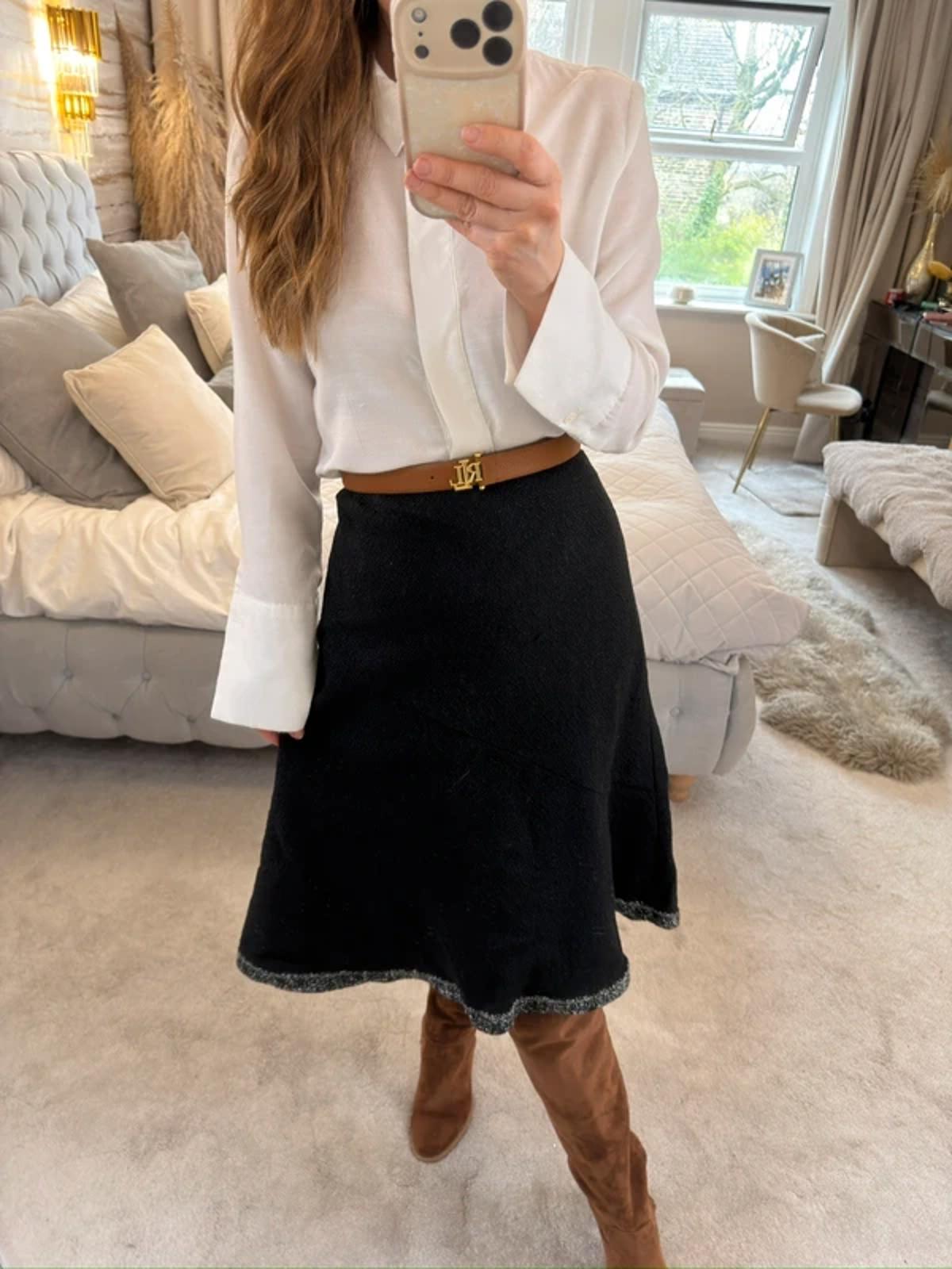 BNWT Per Una Black & White Tweed Style A Line Skirt 16
