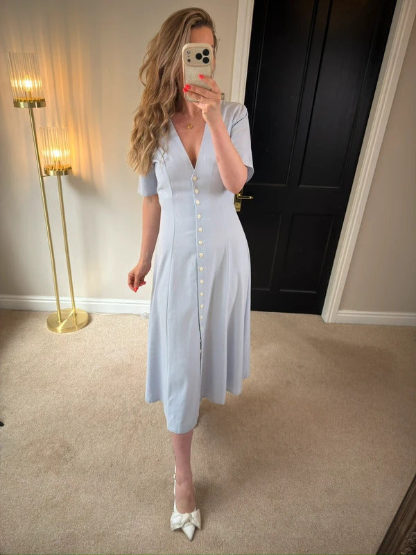 Vintage Etam Powder Blue Midi Dress 10