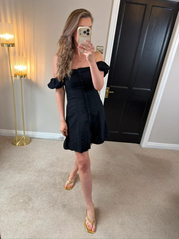 Zara Black Off The Shoulder Mini Dress XS